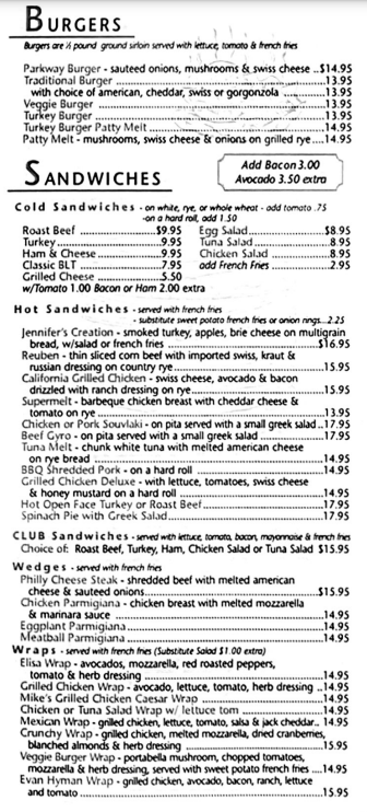 menu