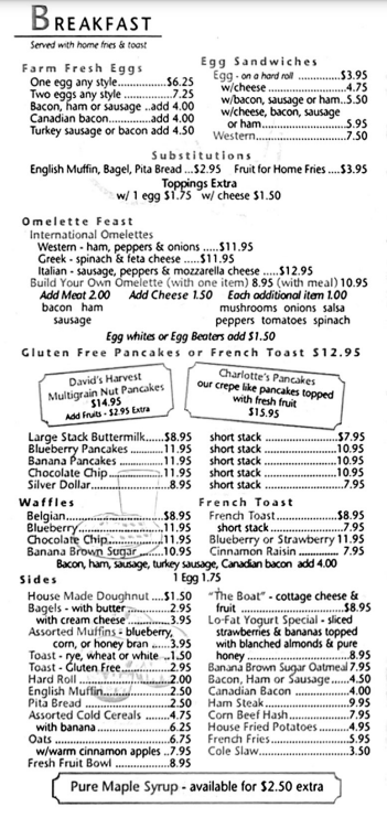 menu